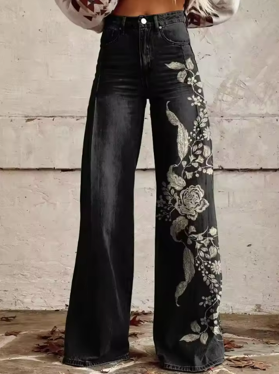 Ecslissi™ | Eleganckie kwiatowe spodnie vintage w stylu noir