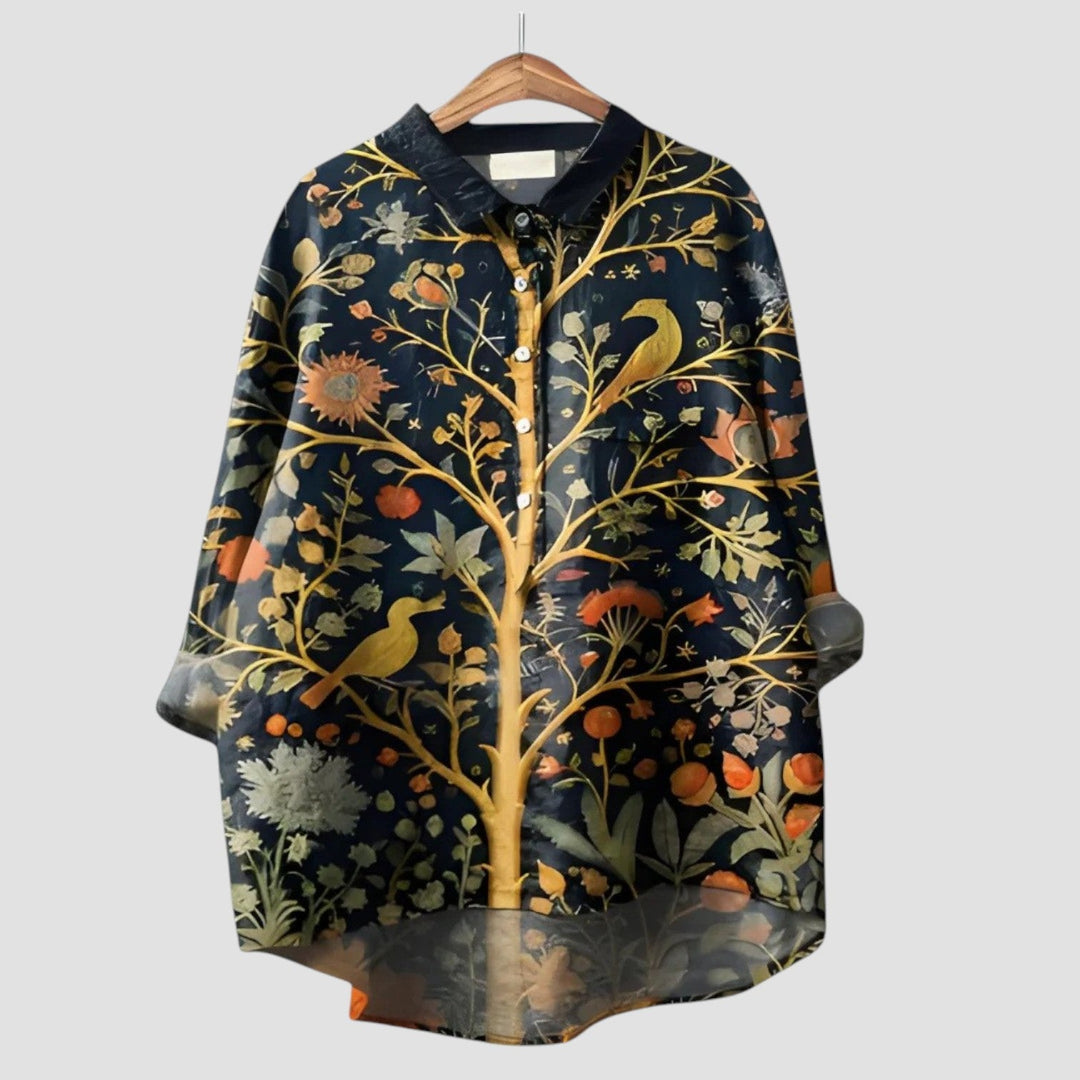 Alma™ | Oversize Koszula z Wzorem Zaczarowanego Lasu