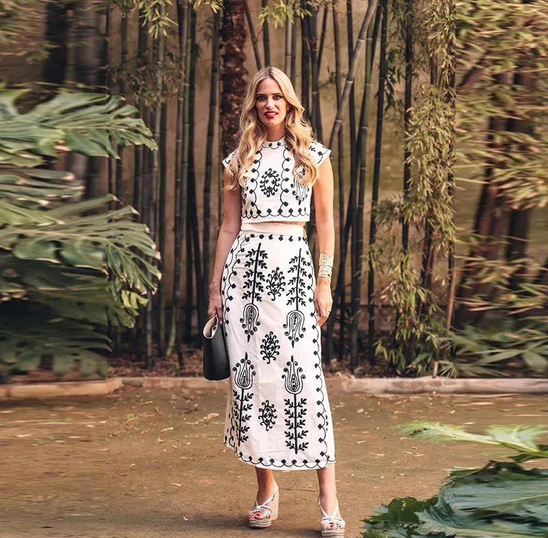 Camilla™ – Zestaw w print, top i spódnica