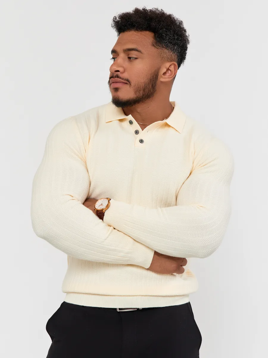 Ronald™ | Sweter Polo z Długim Rękawem