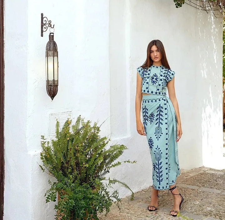 Camilla™ – Zestaw w print, top i spódnica