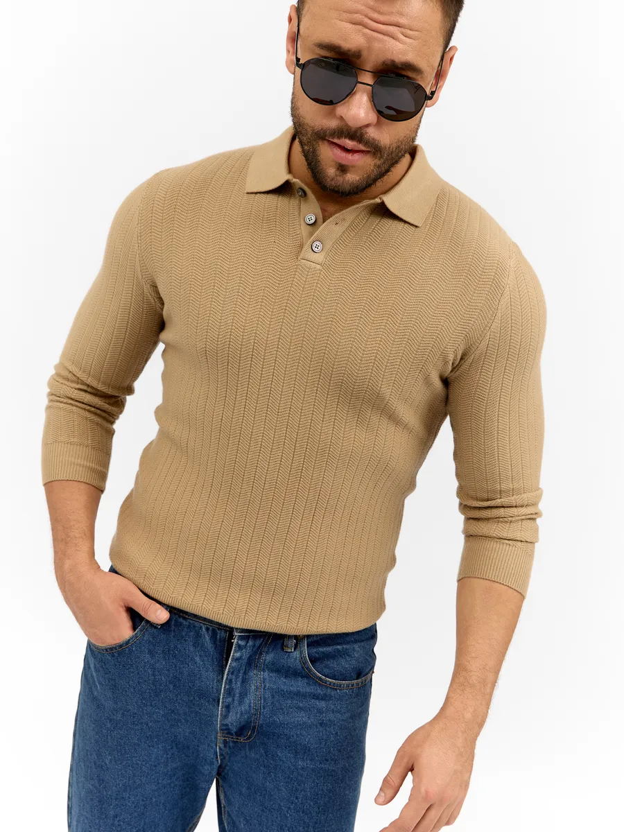 Ronald™ | Sweter Polo z Długim Rękawem