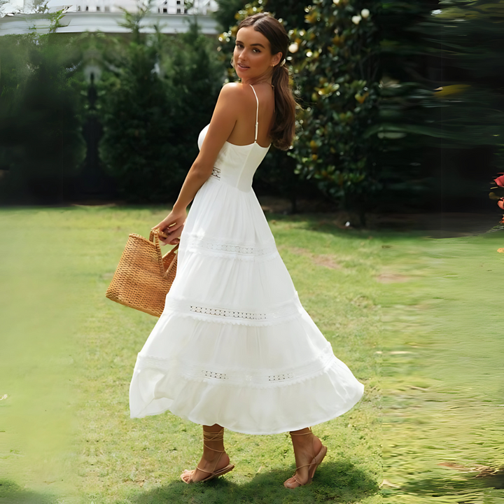 Helena™ | Damska Biała Letnia Sukienka Maxi