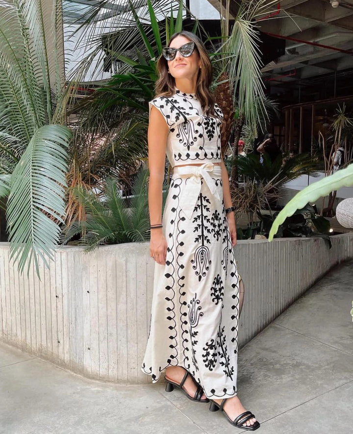 Camilla™ – Zestaw w print, top i spódnica