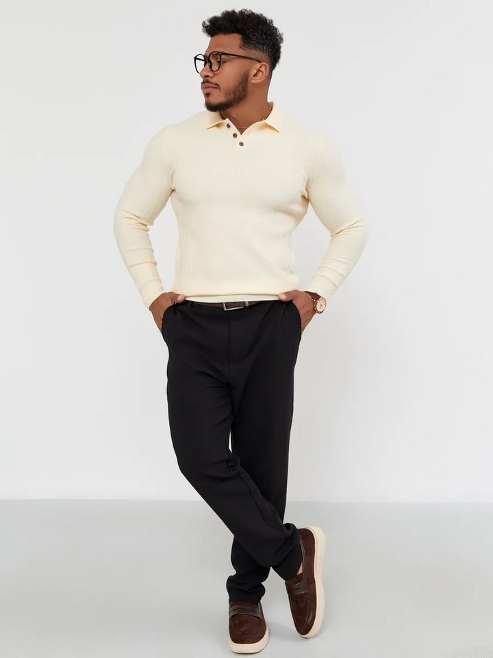 Ronald™ | Sweter Polo z Długim Rękawem