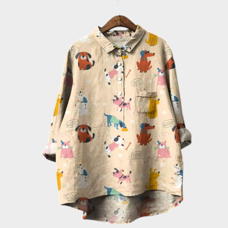 Marianella™ | Bluzka Oversize z Wzorem Psa