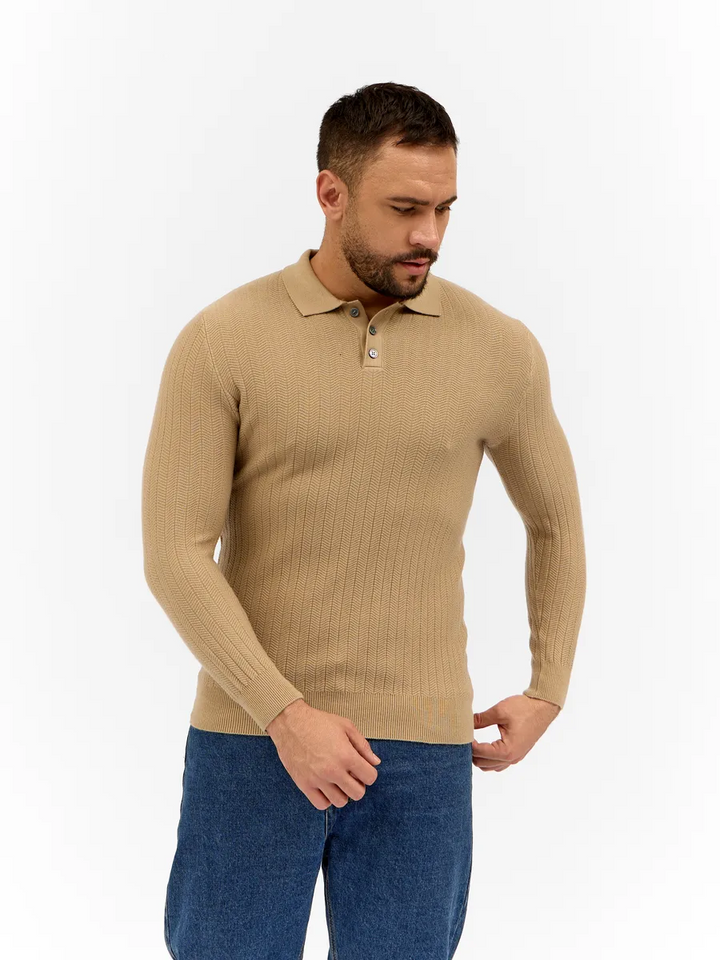 Ronald™ | Sweter Polo z Długim Rękawem