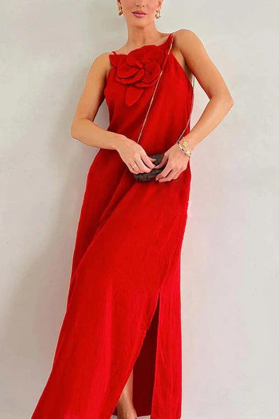 Elara™ | Elegancka Haftowana Sukienka Maxi