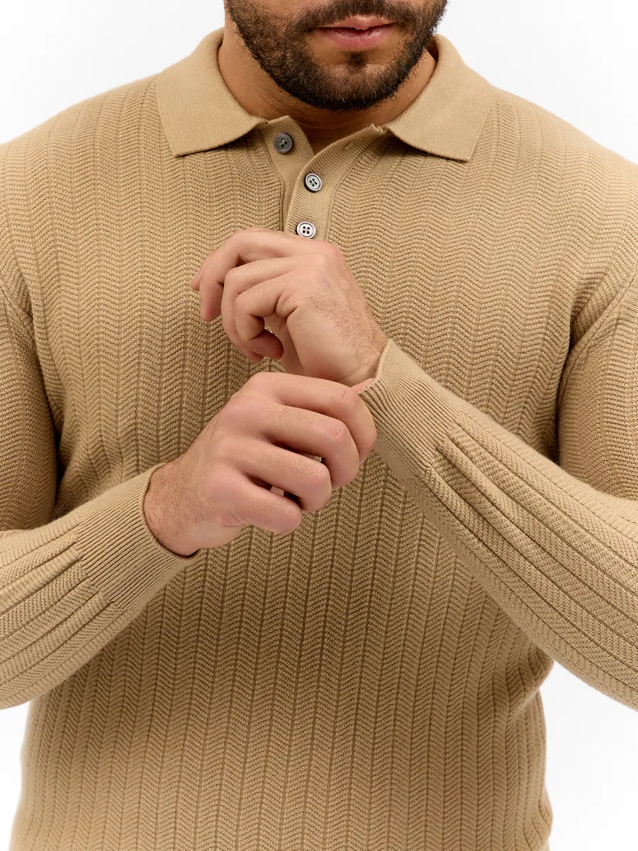 Ronald™ | Sweter Polo z Długim Rękawem