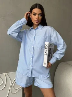 Yasmin™ | Damski Letni Komplet z Lniany Szortami i Koszulą