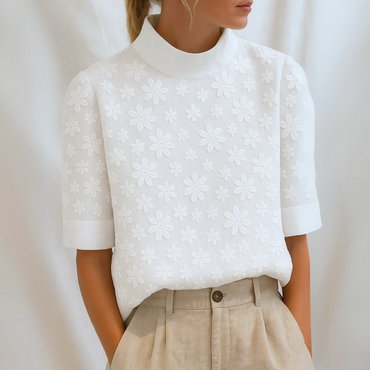 Irene™ | Elegancka lniana bluzka w kwiaty