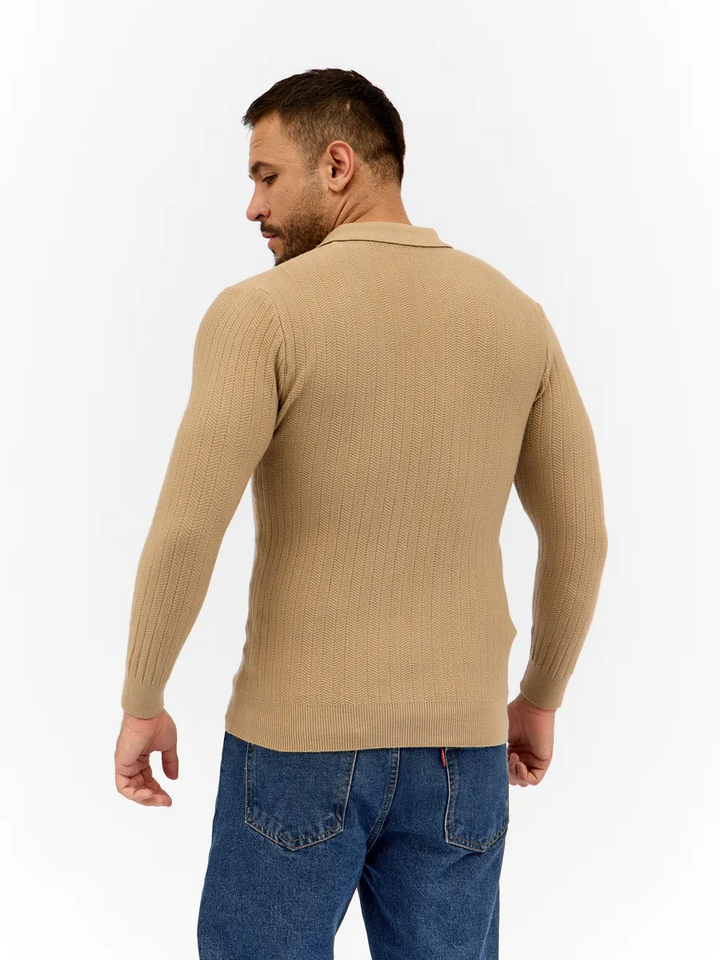 Ronald™ | Sweter Polo z Długim Rękawem