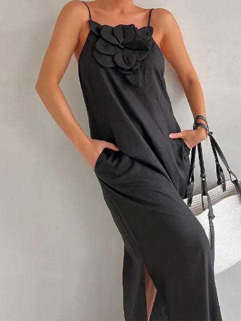 Elara™ | Elegancka Haftowana Sukienka Maxi