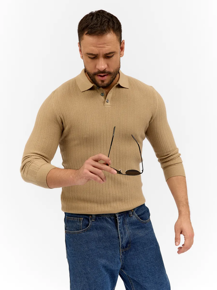 Ronald™ | Sweter Polo z Długim Rękawem