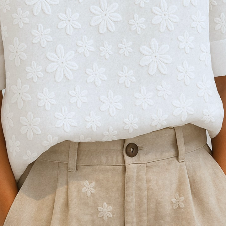 Irene™ | Elegancka lniana bluzka w kwiaty
