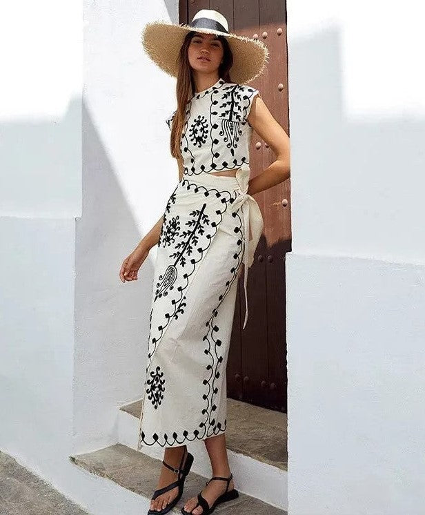 Camilla™ – Zestaw w print, top i spódnica
