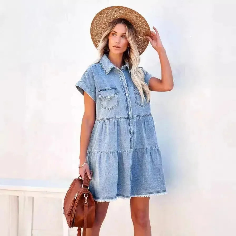 Novo™ | Sukienka jeansowa w stylu casual vintage