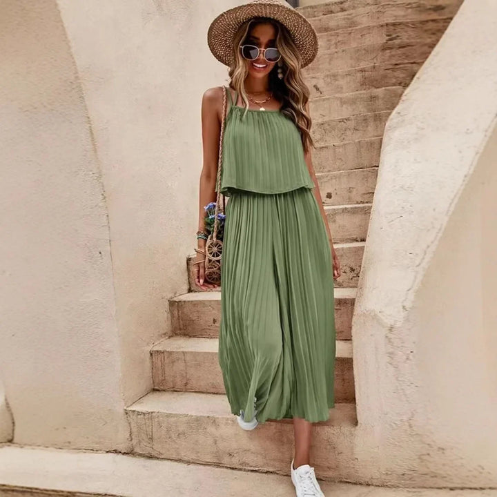 Marbella™ | Plisowany boho komplet na ramiączkach dla kobiet