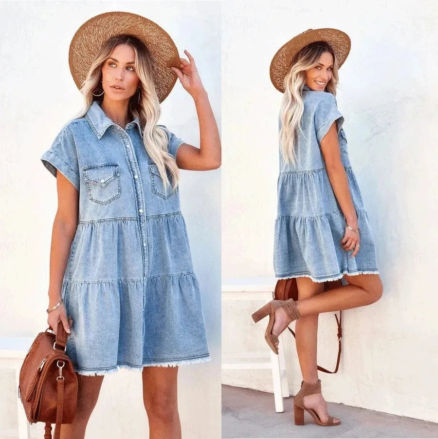 Novo™ | Sukienka jeansowa w stylu casual vintage