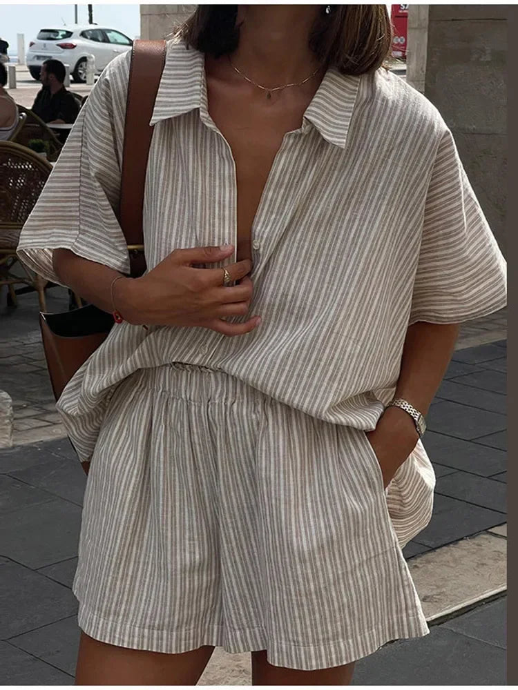Estelle™ | Krótki zestaw w paski dla kobiet