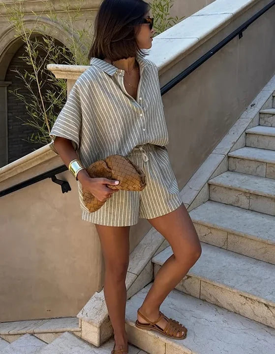 Estelle™ | Krótki zestaw w paski dla kobiet