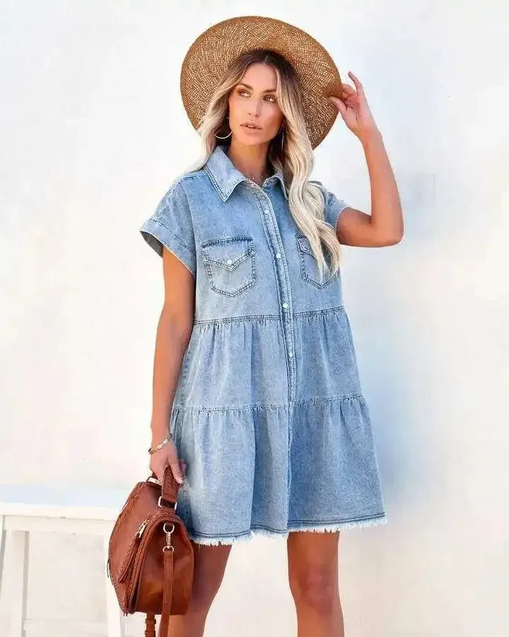 Novo™ | Sukienka jeansowa w stylu casual vintage