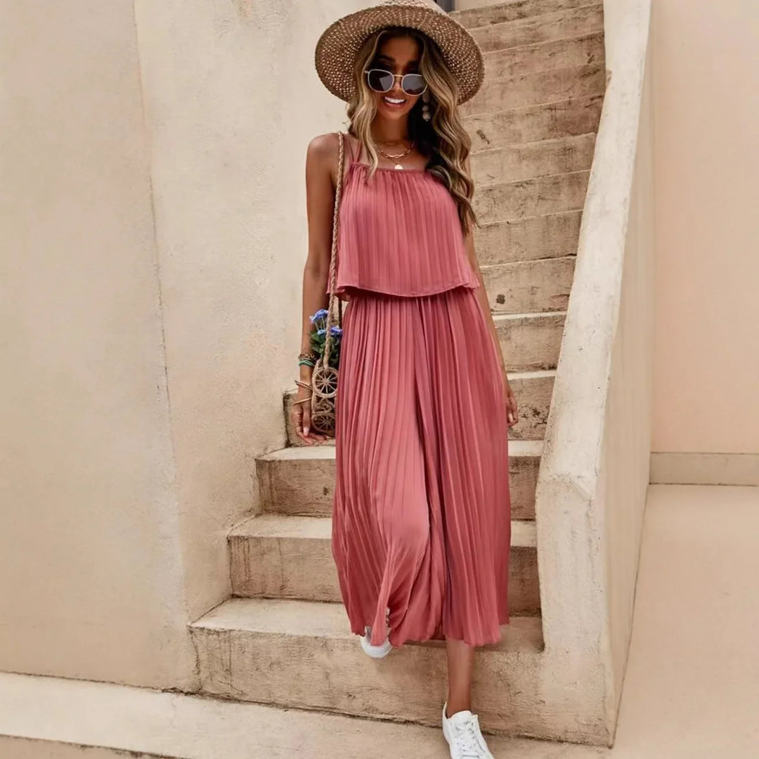 Marbella™ | Plisowany boho komplet na ramiączkach dla kobiet