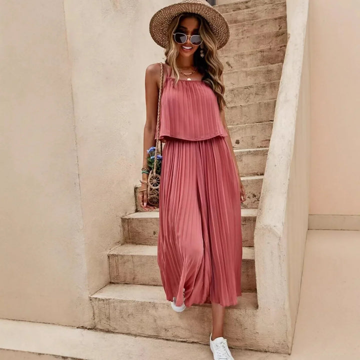 Marbella™ | Plisowany boho komplet na ramiączkach dla kobiet
