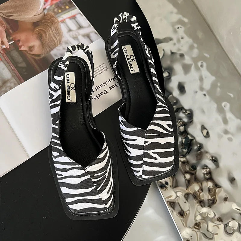 Lidia™ | Sandały Slingback z Kwadratowym Nosem
