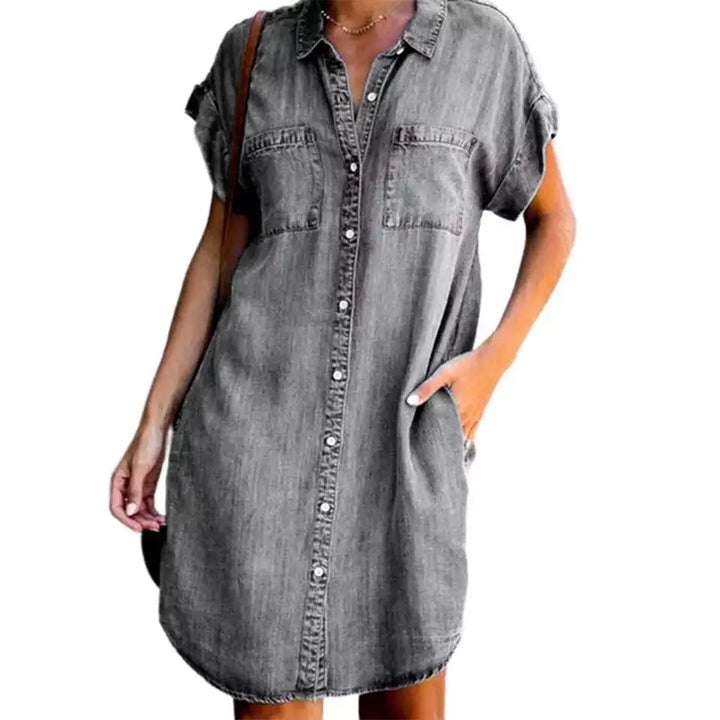Emma™ | Luźna jeansowa sukienka casualowa z kieszeniami
