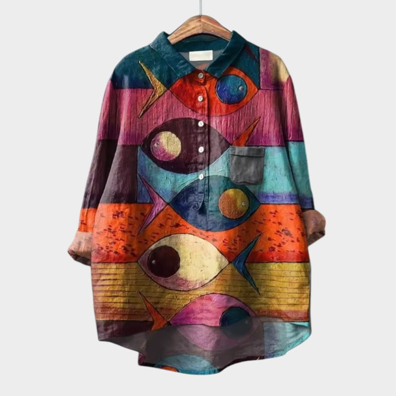 Luciana™ | Oversize Bluzka z Stylizowanymi Kotami