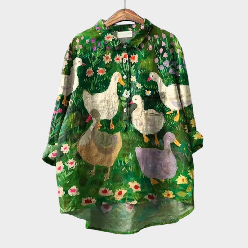 Luciana™ | Oversize Bluzka z Stylizowanymi Kotami