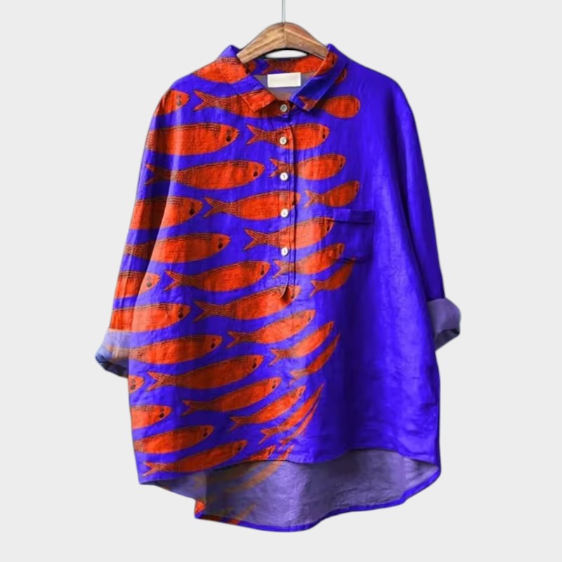 Luciana™ | Oversize Bluzka z Stylizowanymi Kotami