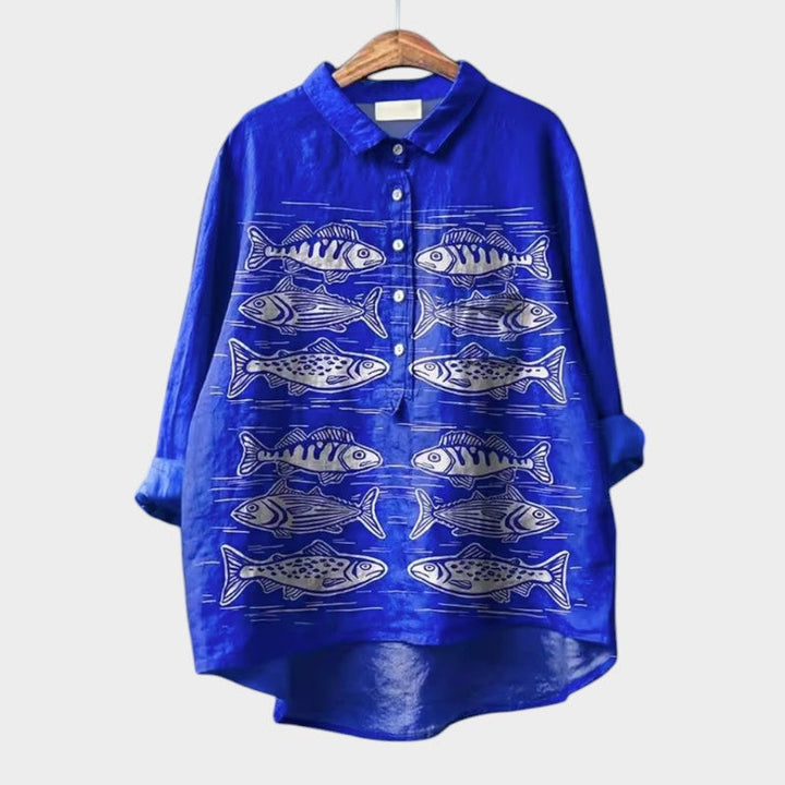 Luciana™ | Oversize Bluzka z Stylizowanymi Kotami