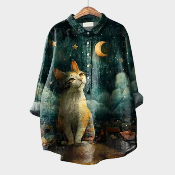 Viviana™ | Oversize Bluzka z Kotami w Stylu Akwarelowym