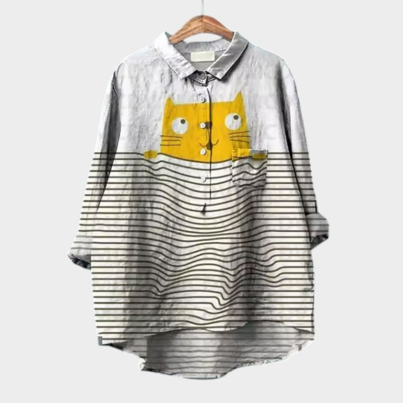 Viviana™ | Oversize Bluzka z Kotami w Stylu Akwarelowym