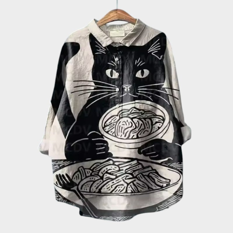 Viviana™ | Oversize Bluzka z Kotami w Stylu Akwarelowym