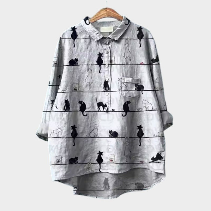 Viviana™ | Oversize Bluzka z Kotami w Stylu Akwarelowym