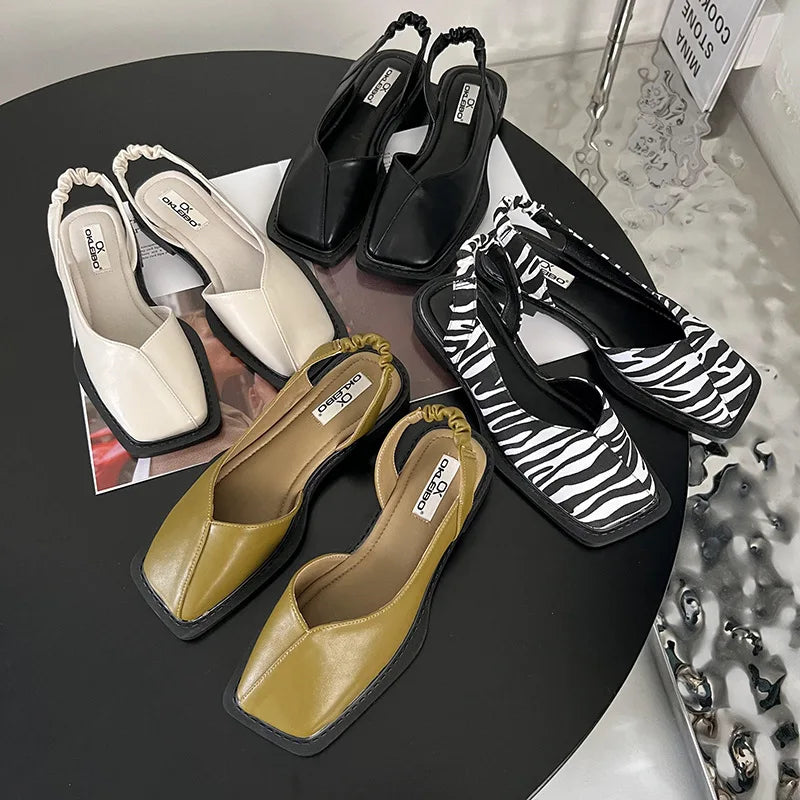 Lidia™ | Sandały Slingback z Kwadratowym Nosem