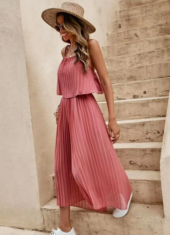 Marbella™ | Plisowany boho komplet na ramiączkach dla kobiet