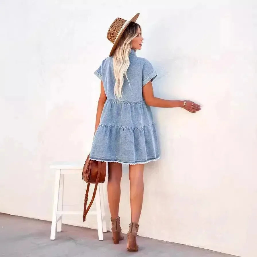 Novo™ | Sukienka jeansowa w stylu casual vintage