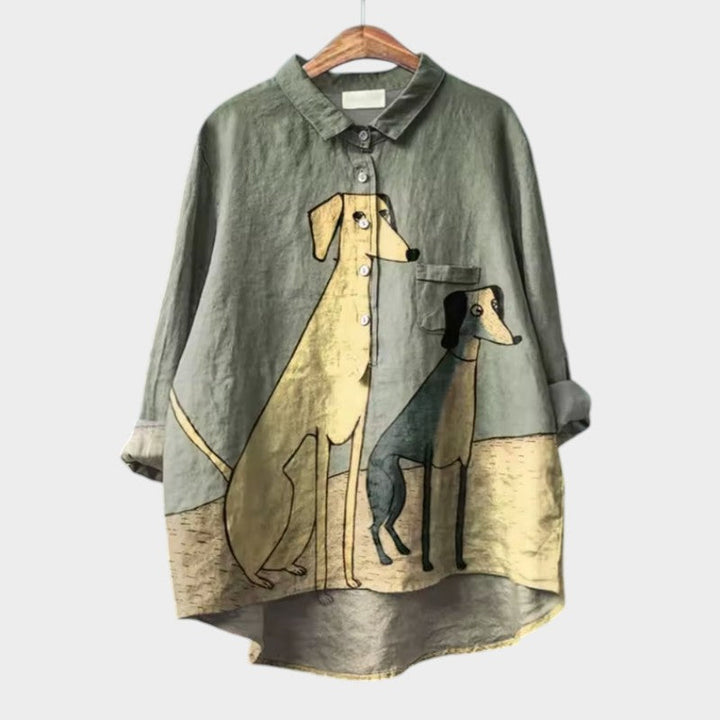 Palmira™ | Oversize koszula z psim motywem i codziennym komfortem