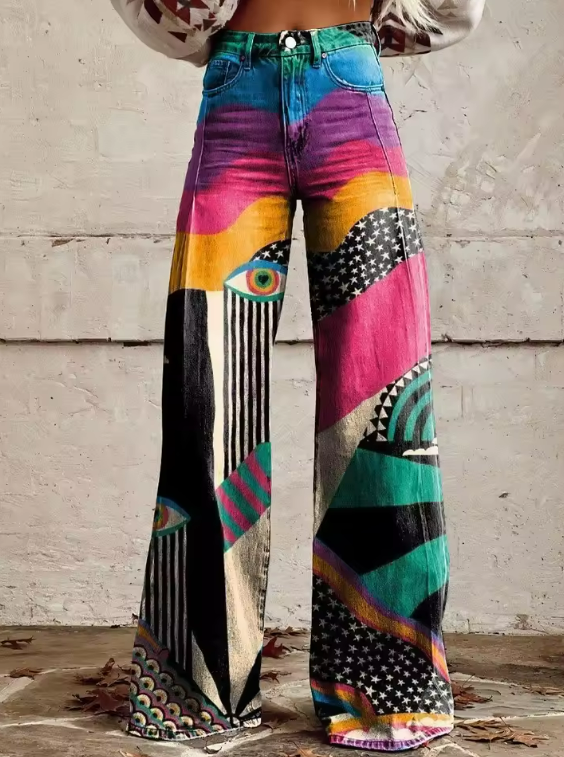 Talia™ | Spodnie boho flare z wysokim stanem